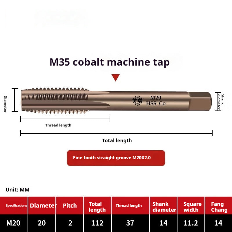 2122-M35 straight groove tap containing cobalt stainless steel, special fine tooth coarse tooth machine, tapping drill bit tool wire Shandong Denso Pricision Tools Co.,Ltd.